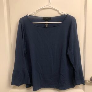 August Silk Blue 3/4 Sleeve Relaxed Blouse